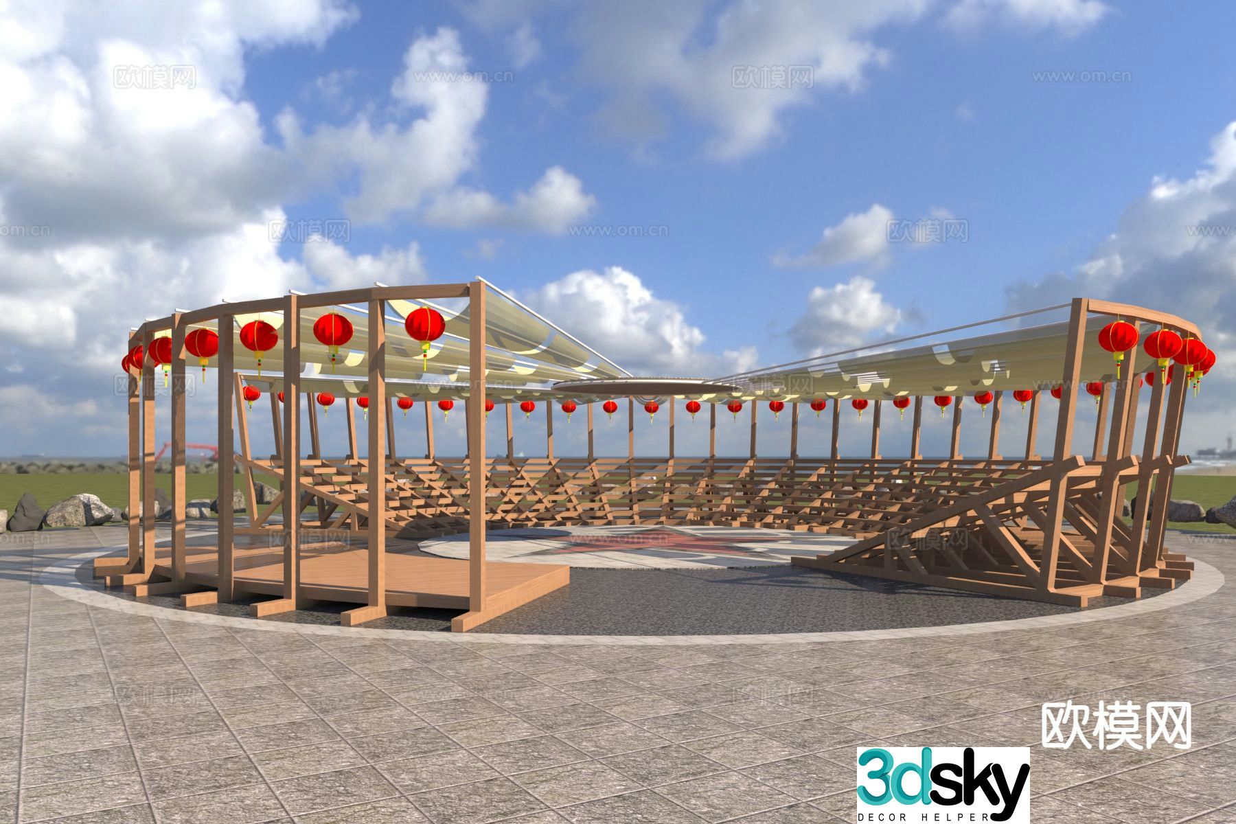 Special-shaped gallery landscape gallery 3D model