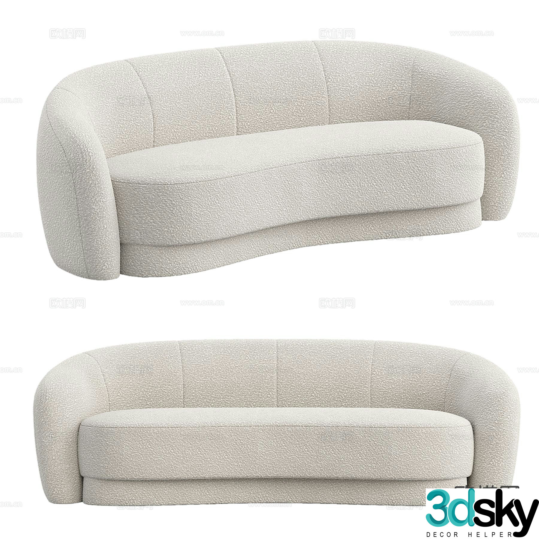 Cream style sofa curved sofa 3d model
