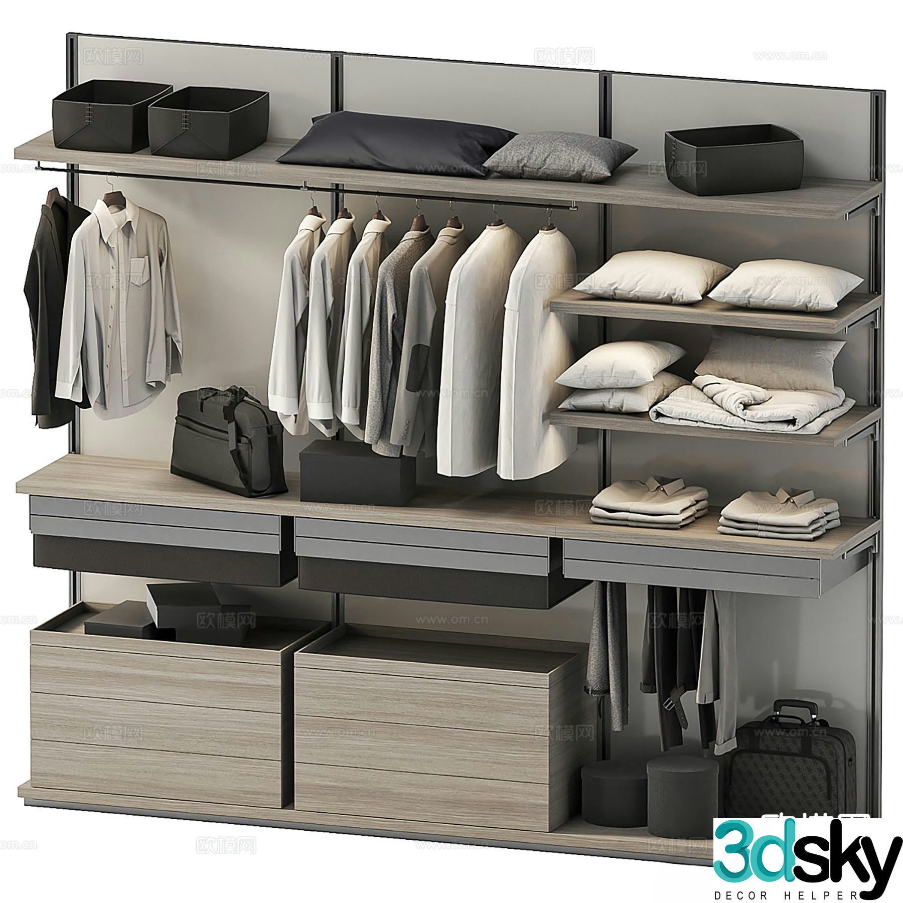 Modern wardrobe doorless wardrobe 3d model