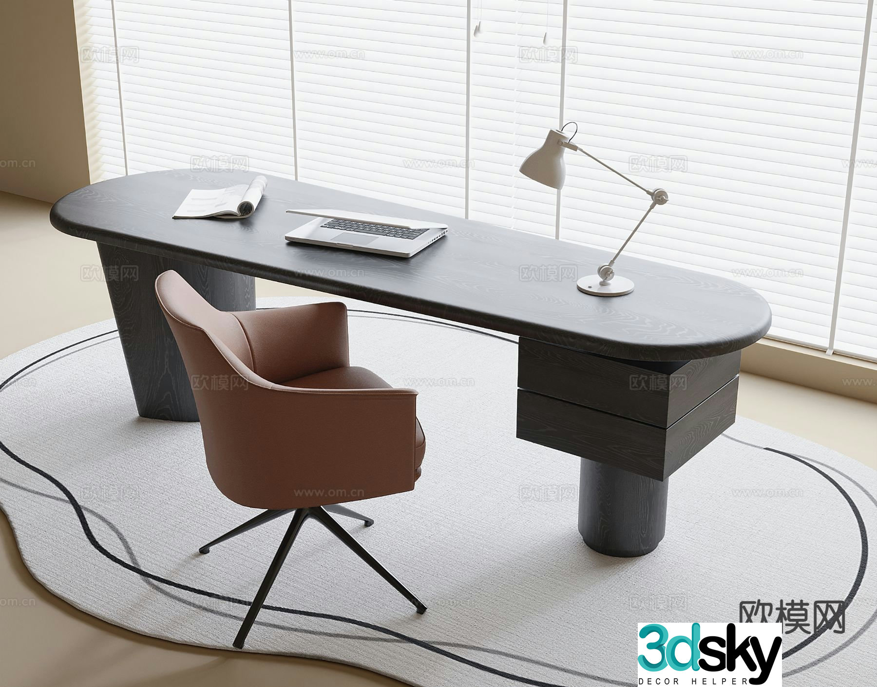 modern desk writing desk 3d model
