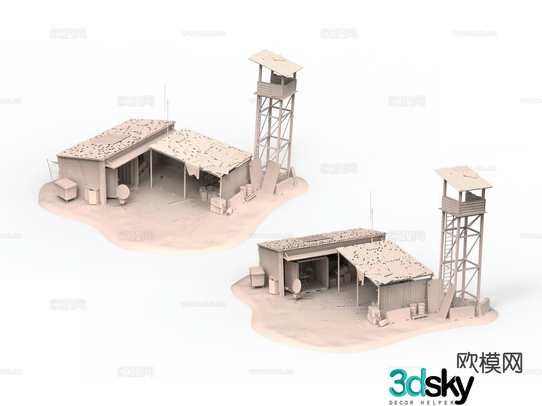 Outdoor sketch desert abandoned house 3d model
