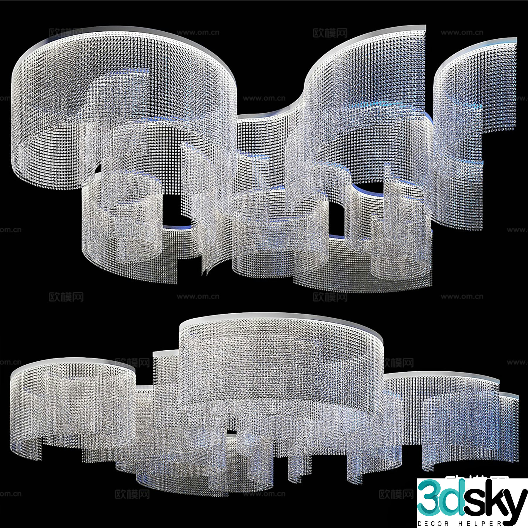 Modern crystal chandeliers lobby chandeliers 3d model