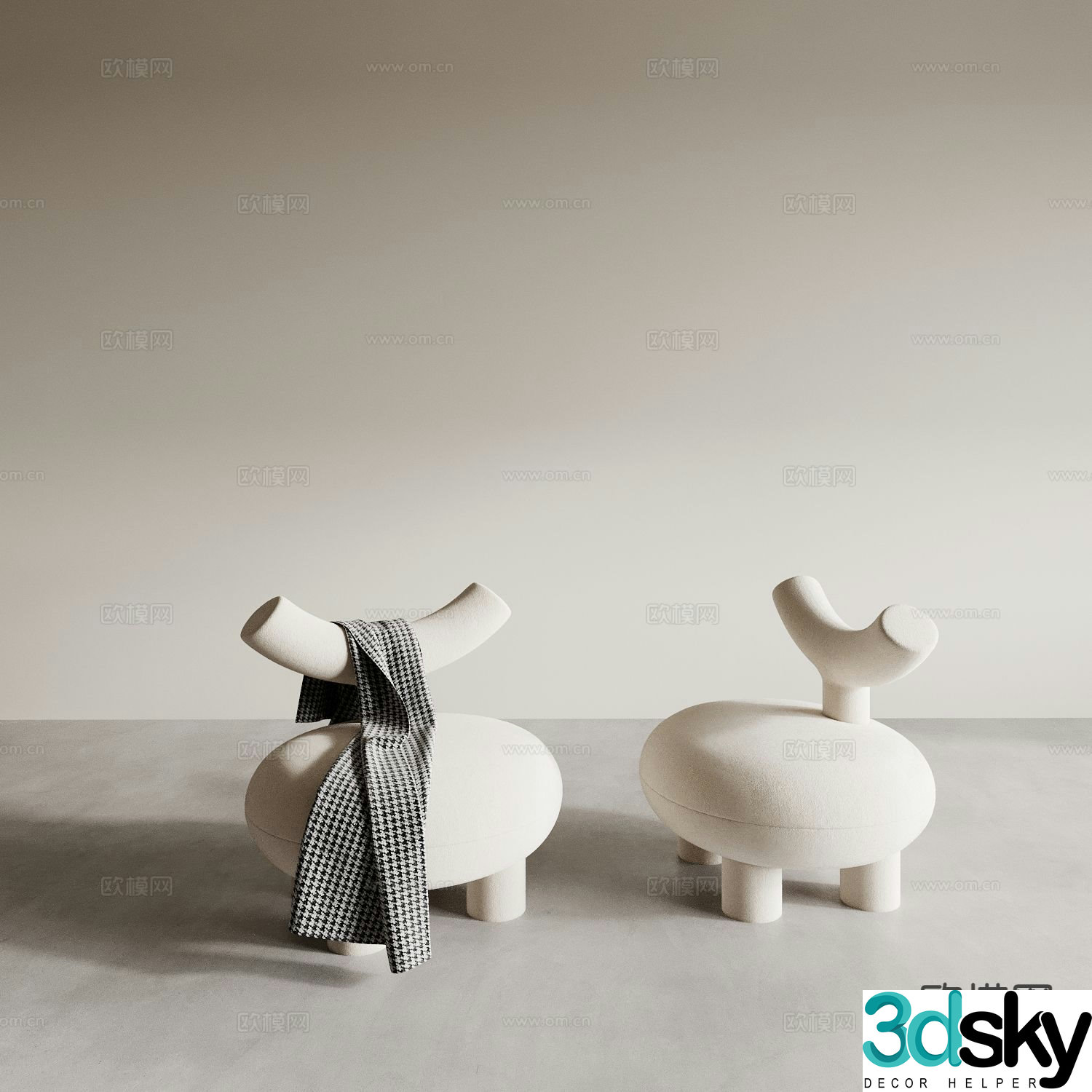 Sofa stool croissant stool children’s stool 3d model