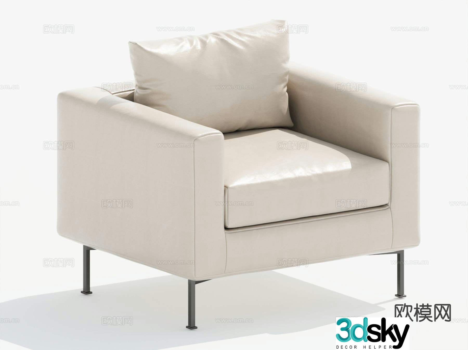 Cream style sofa single sofa 3d model