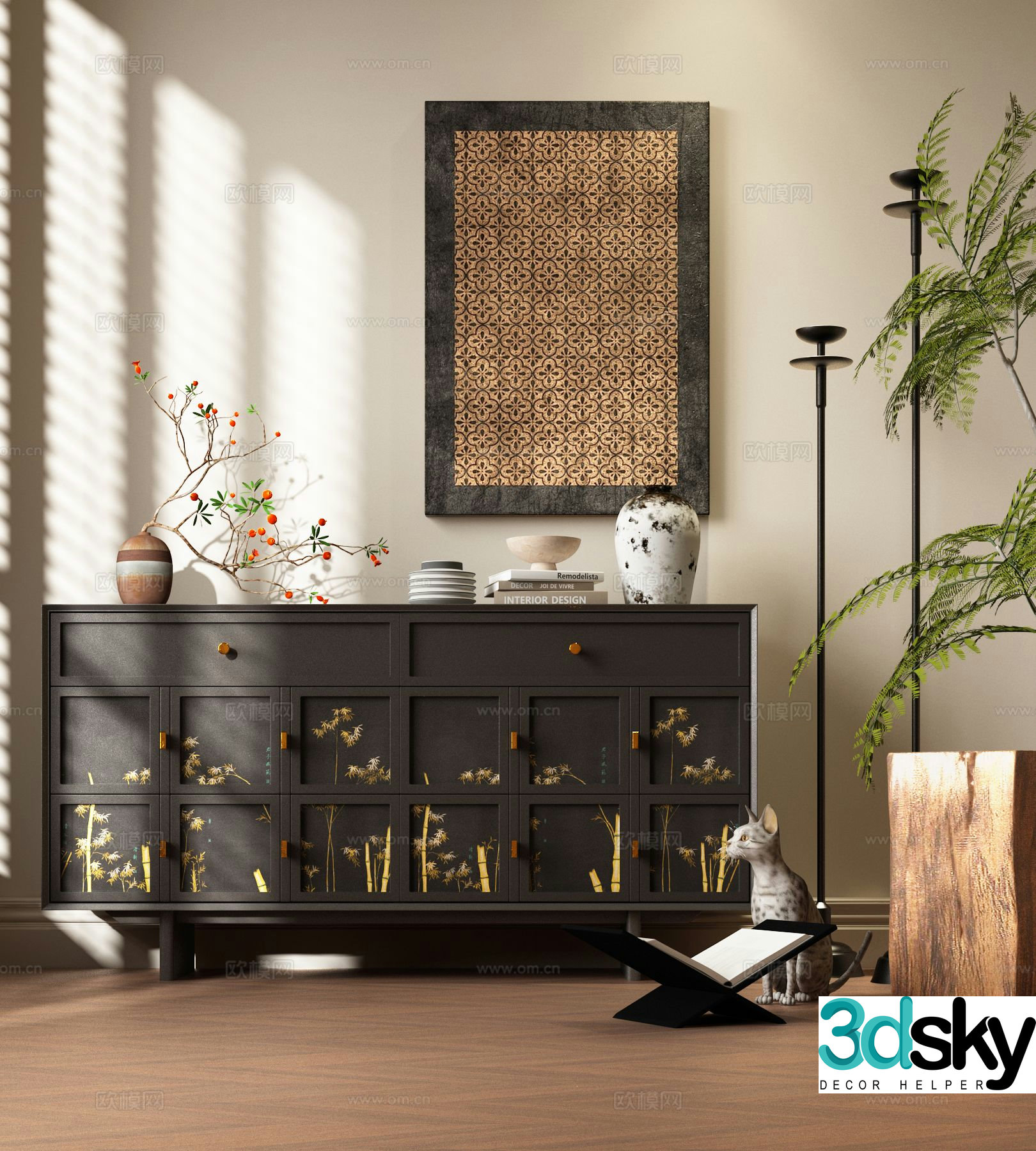New Chinese style chest of drawers 3D model
