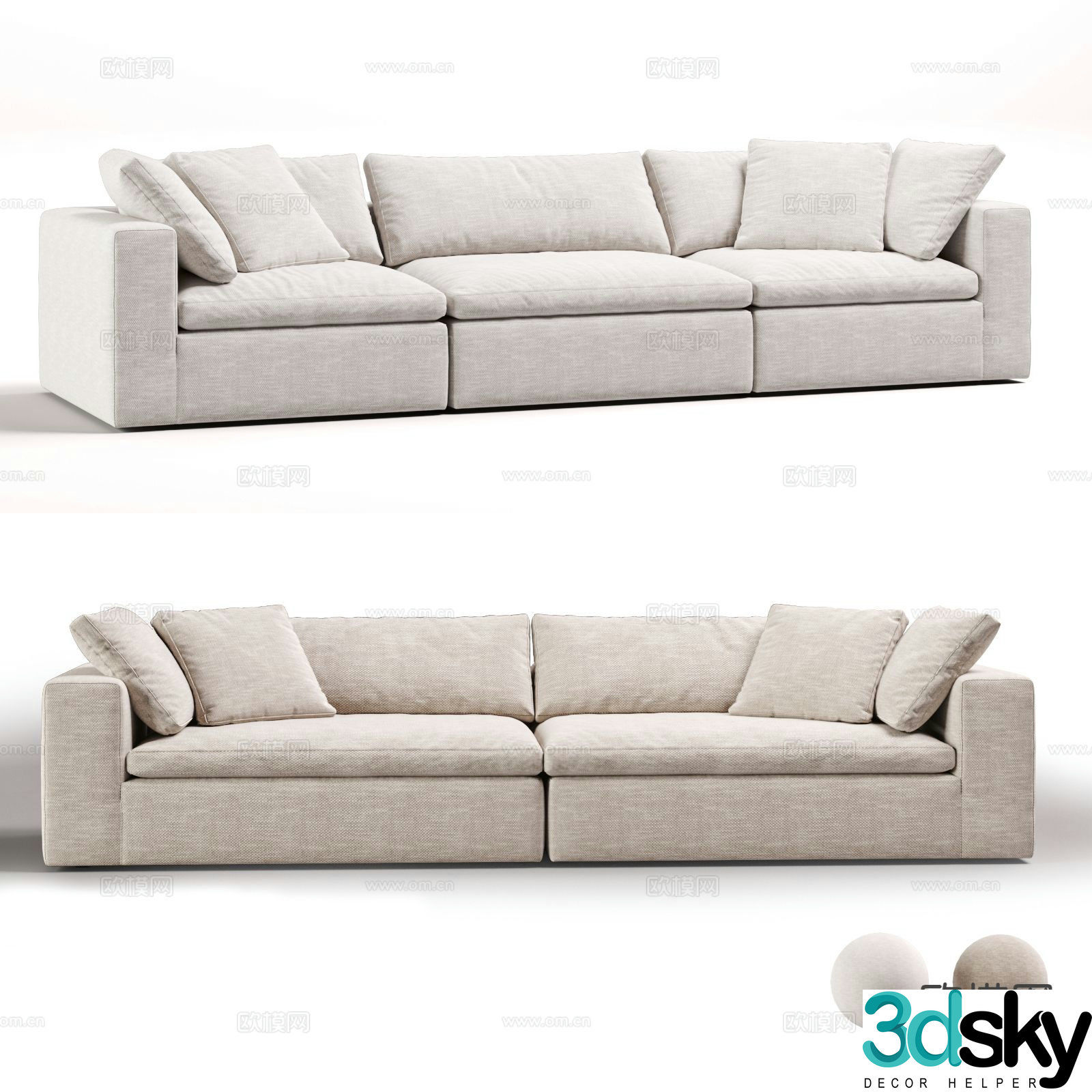 Modern three-seat sofa d model