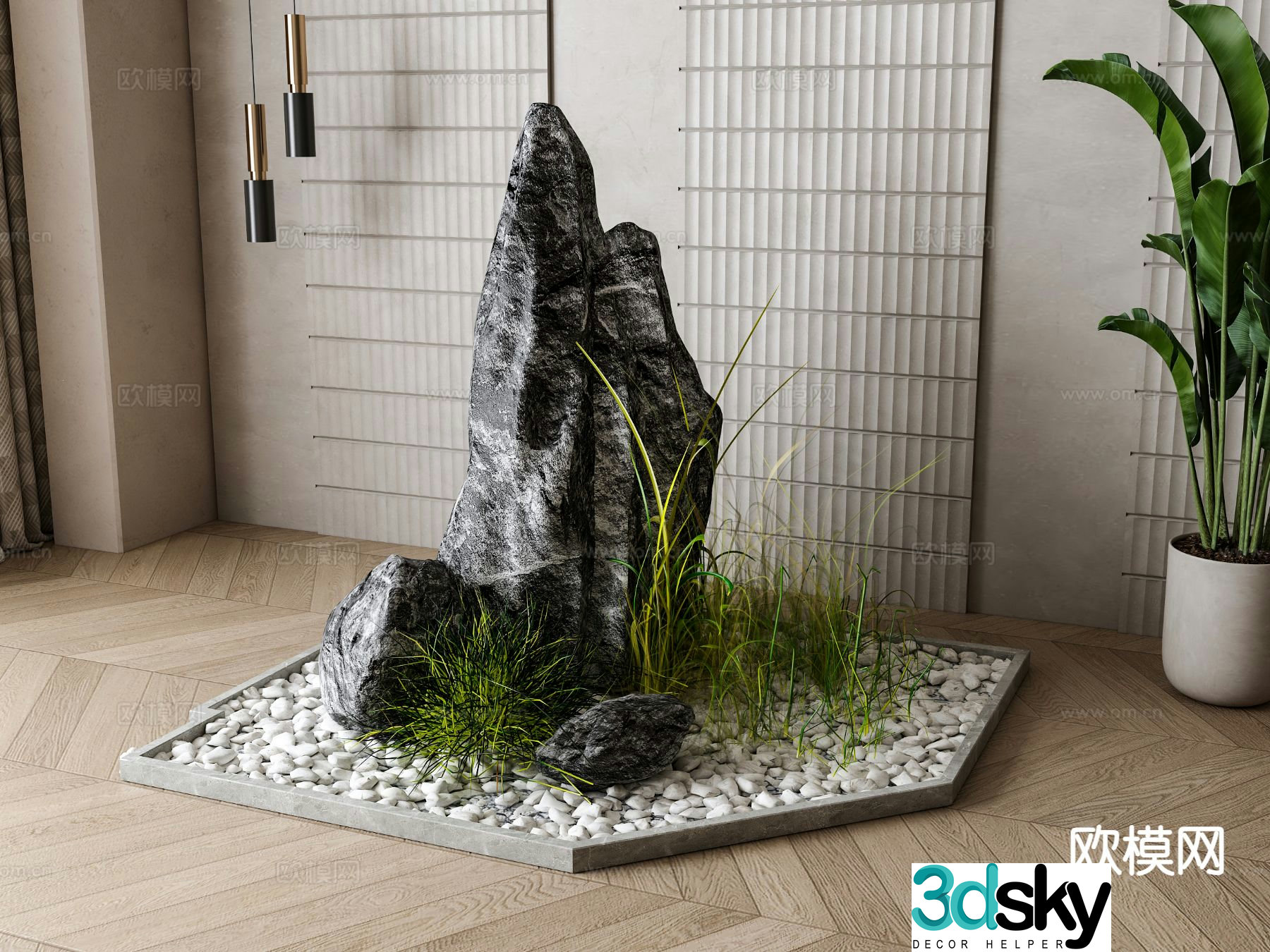 New Chinese style stone fake stone rockery 3d model