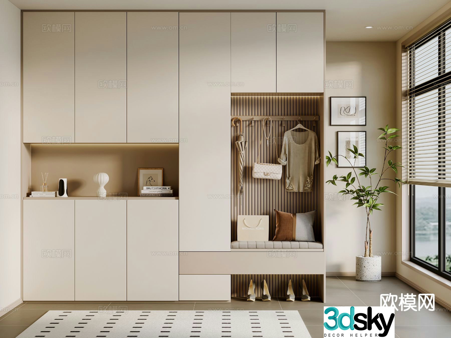 Modern entrance shoe cabinet 3d model