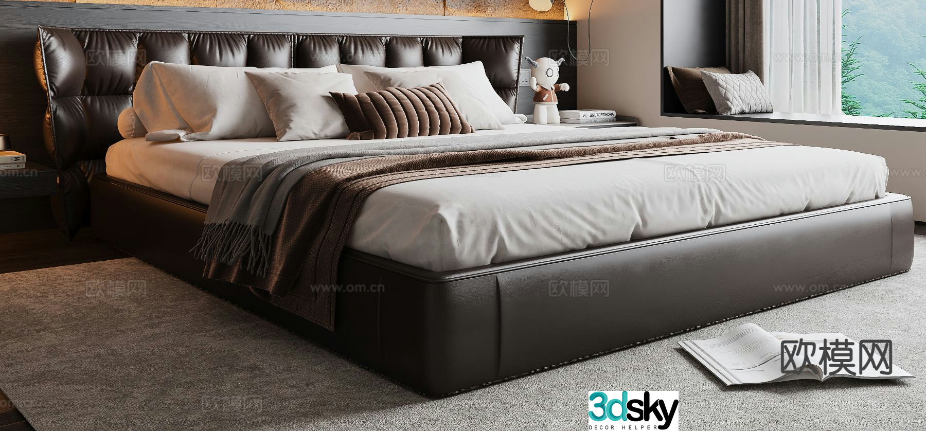 Italian double bed 3d model