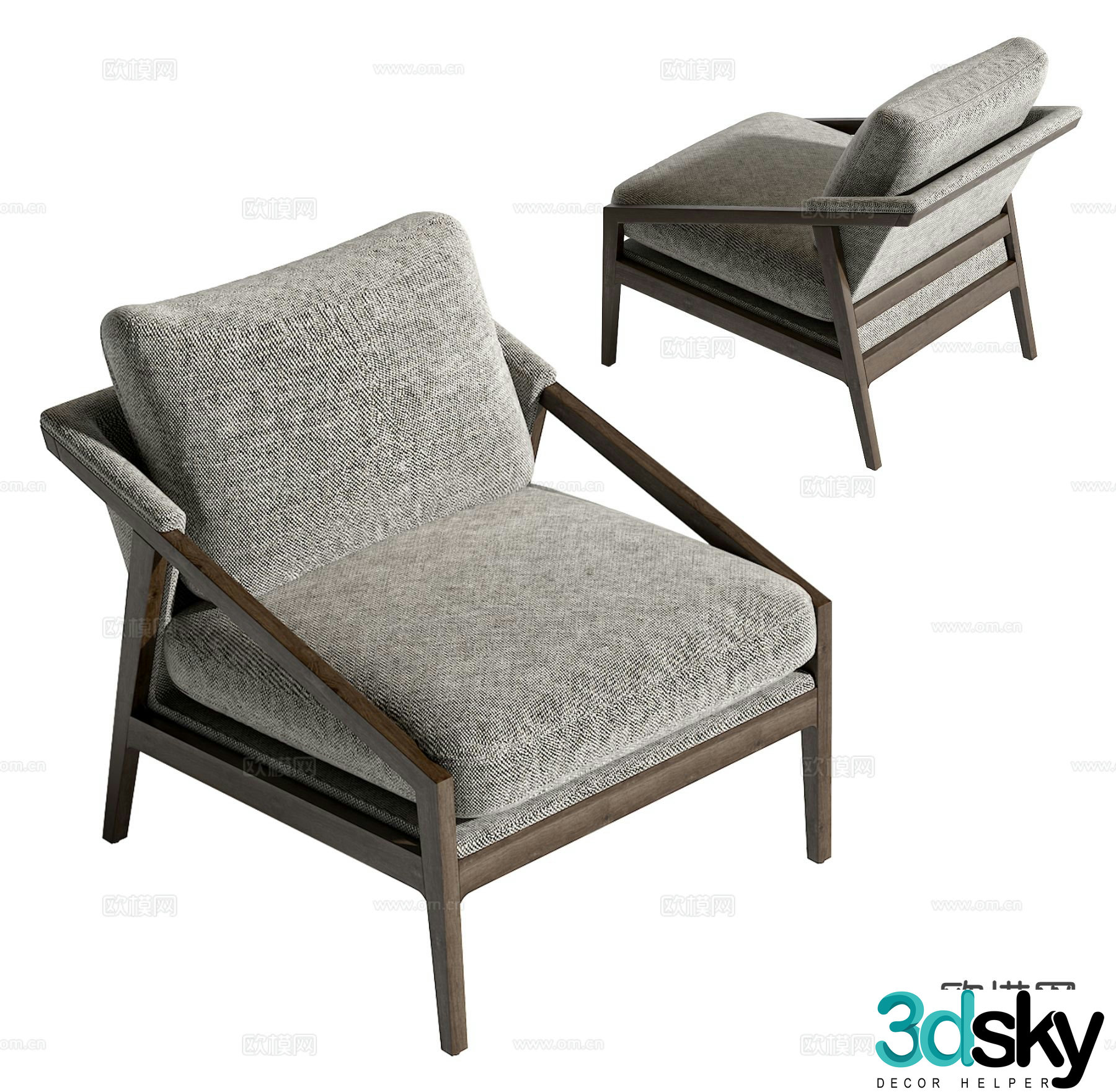 Wabi-sabi style single sofa 3d model