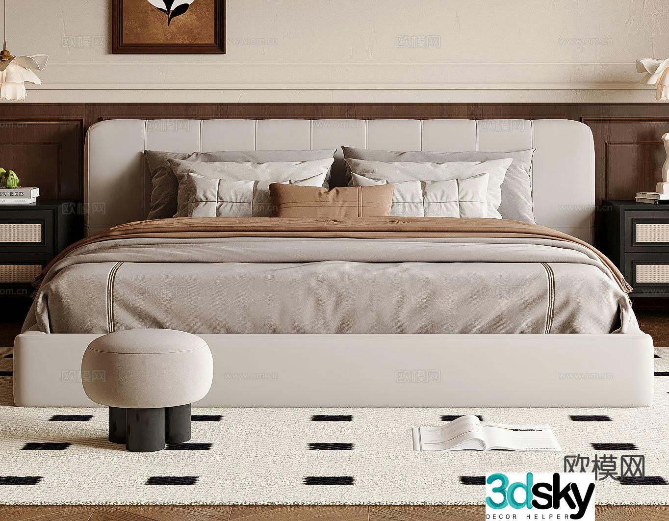 Medieval style double bed 3d model