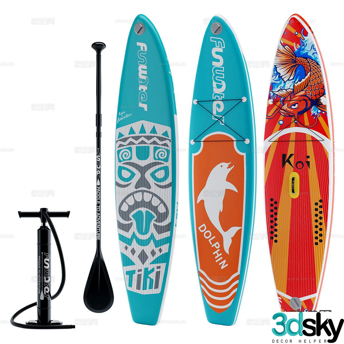 Modern sports equipment surfboard 3d model