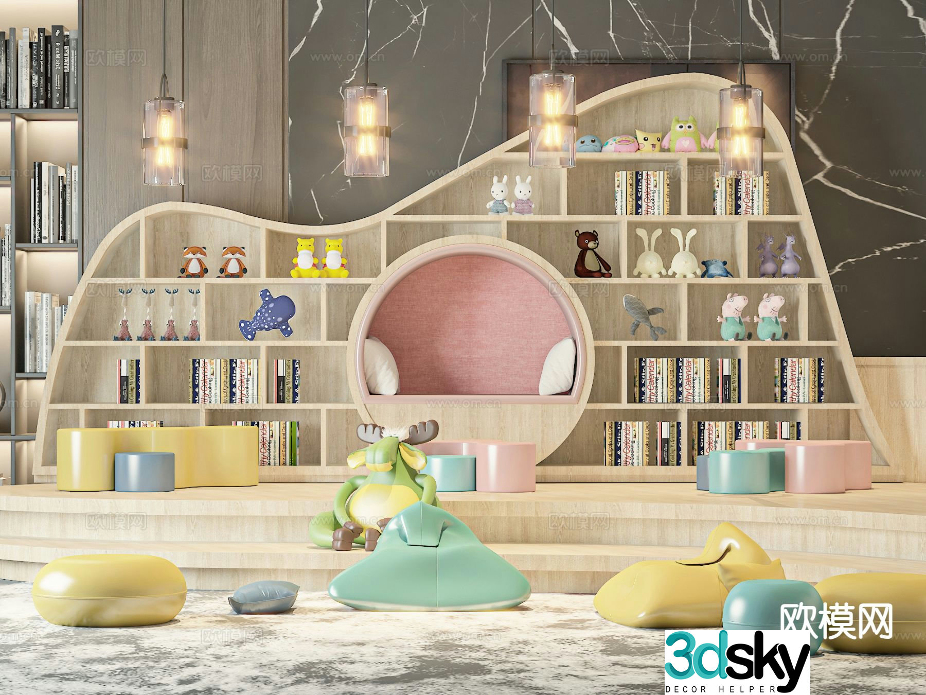 Children’s bookcase bookshelf 3d model