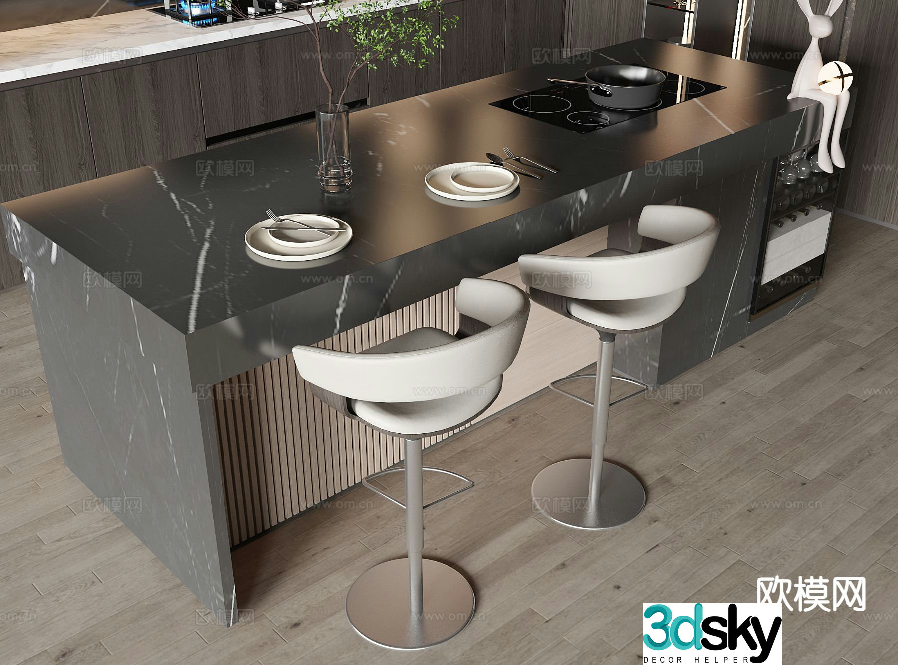 Modern bar bar chair 3d model