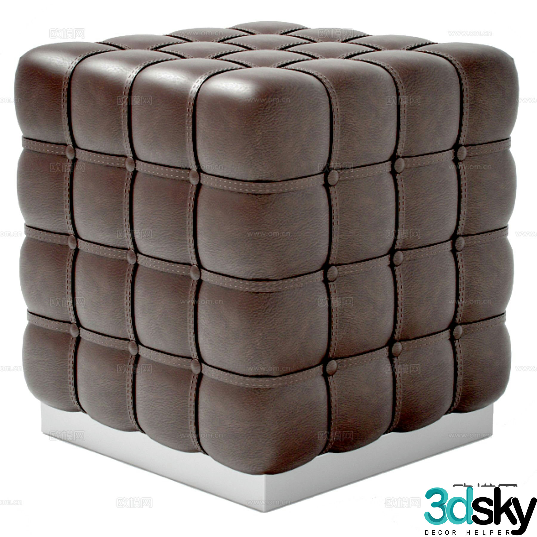 Leather sofa stool shoe changing stool dressing stool 3D model