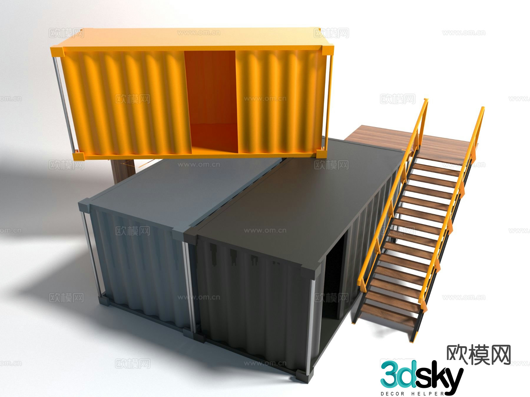 container container construction site dormitory 3d model