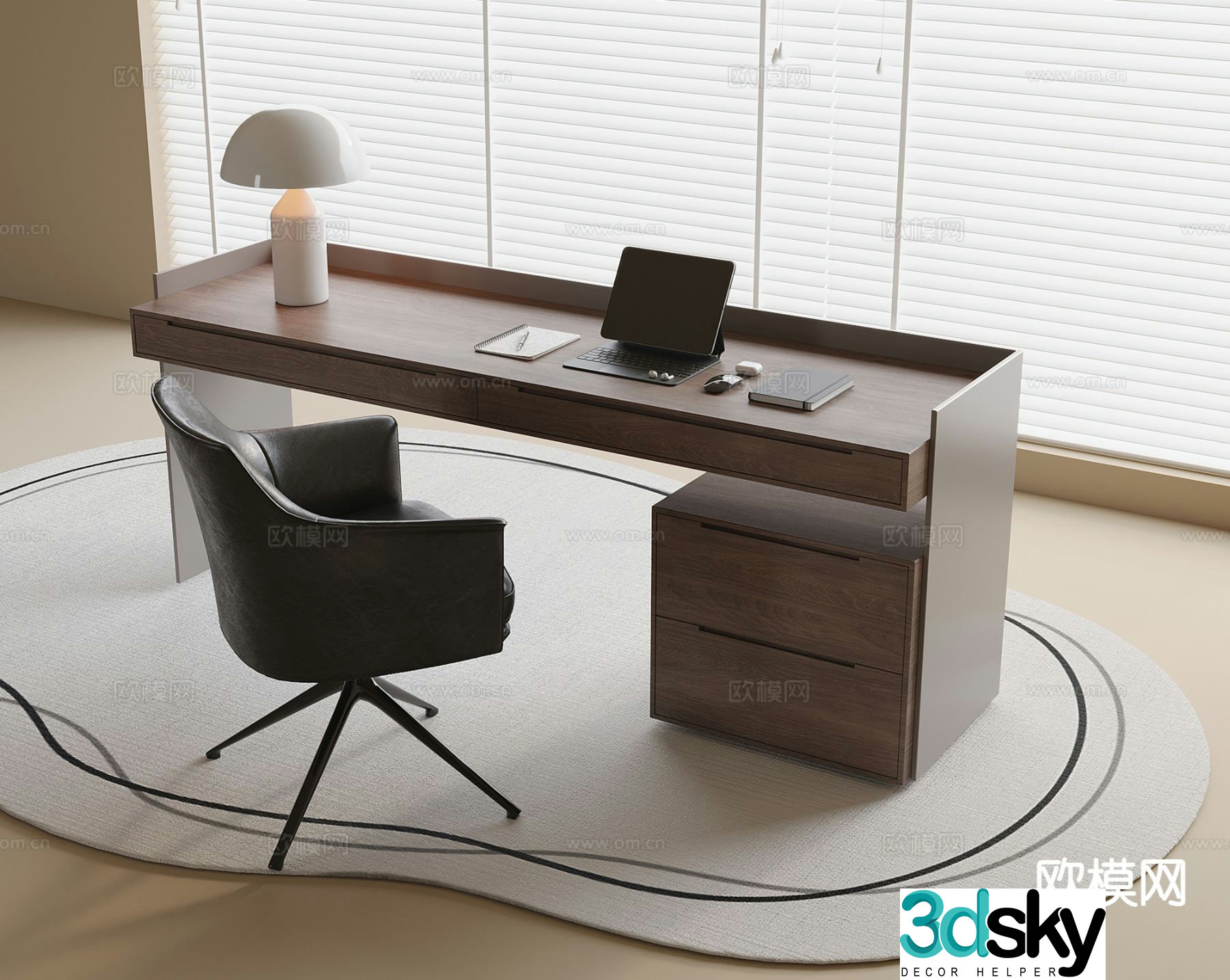 modern desk writing desk 3d model