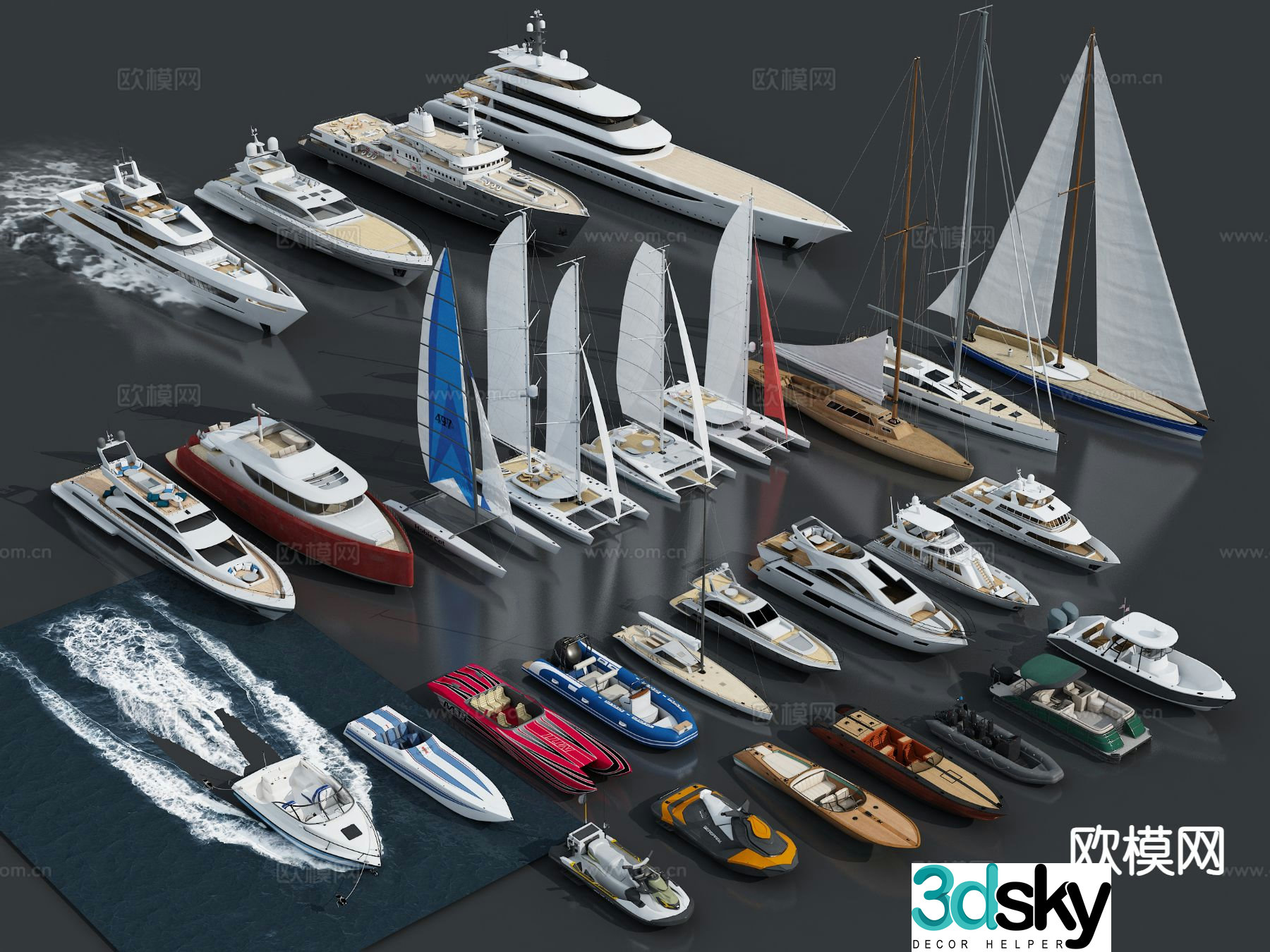 sailing ship passenger ship yacht rubber boat 3d model