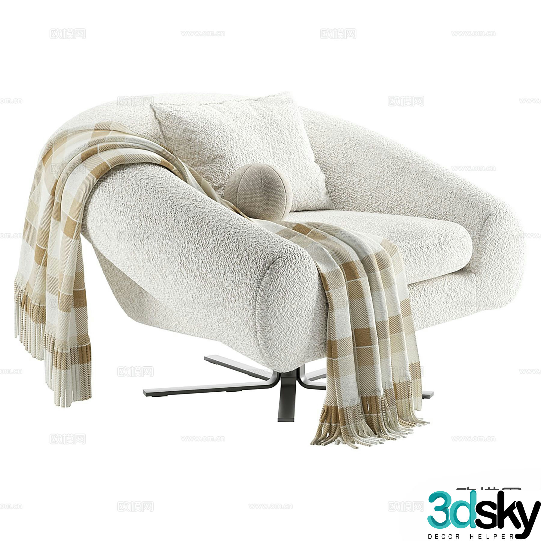 Swivel Italian style lounge chair 3d model