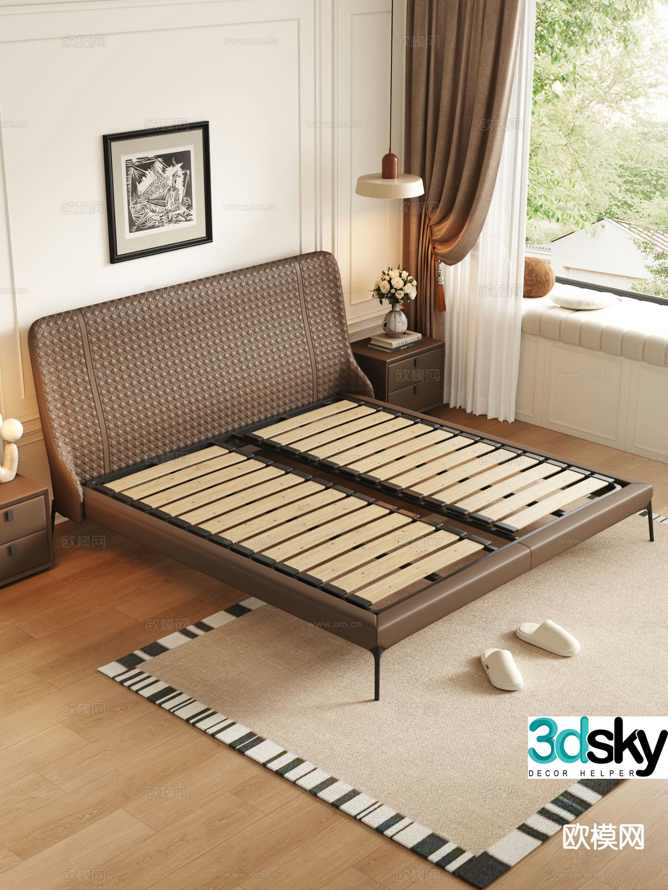 Italian double bed 3d model