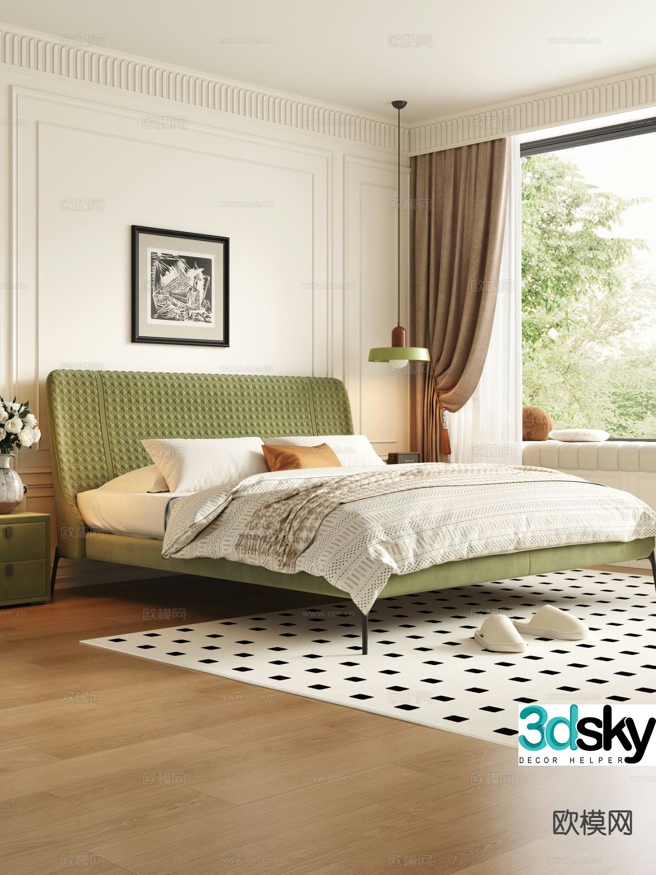 Nordic double bed 3d model
