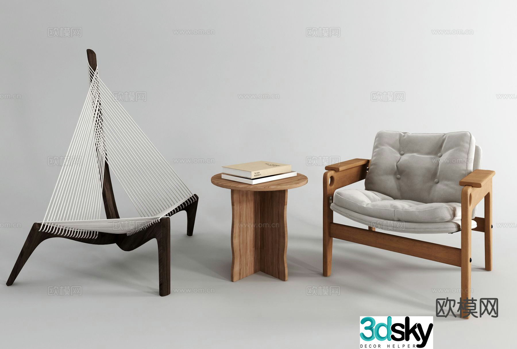Wabi-sabi style leisure chair 3d model