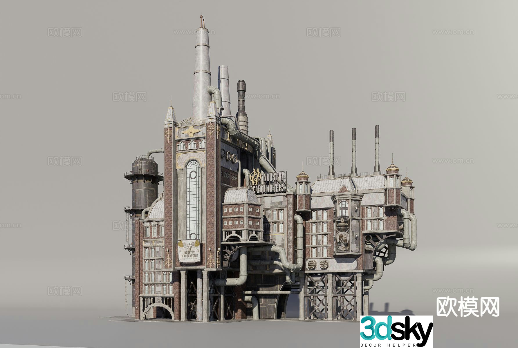 Steampunk residential building 3d model