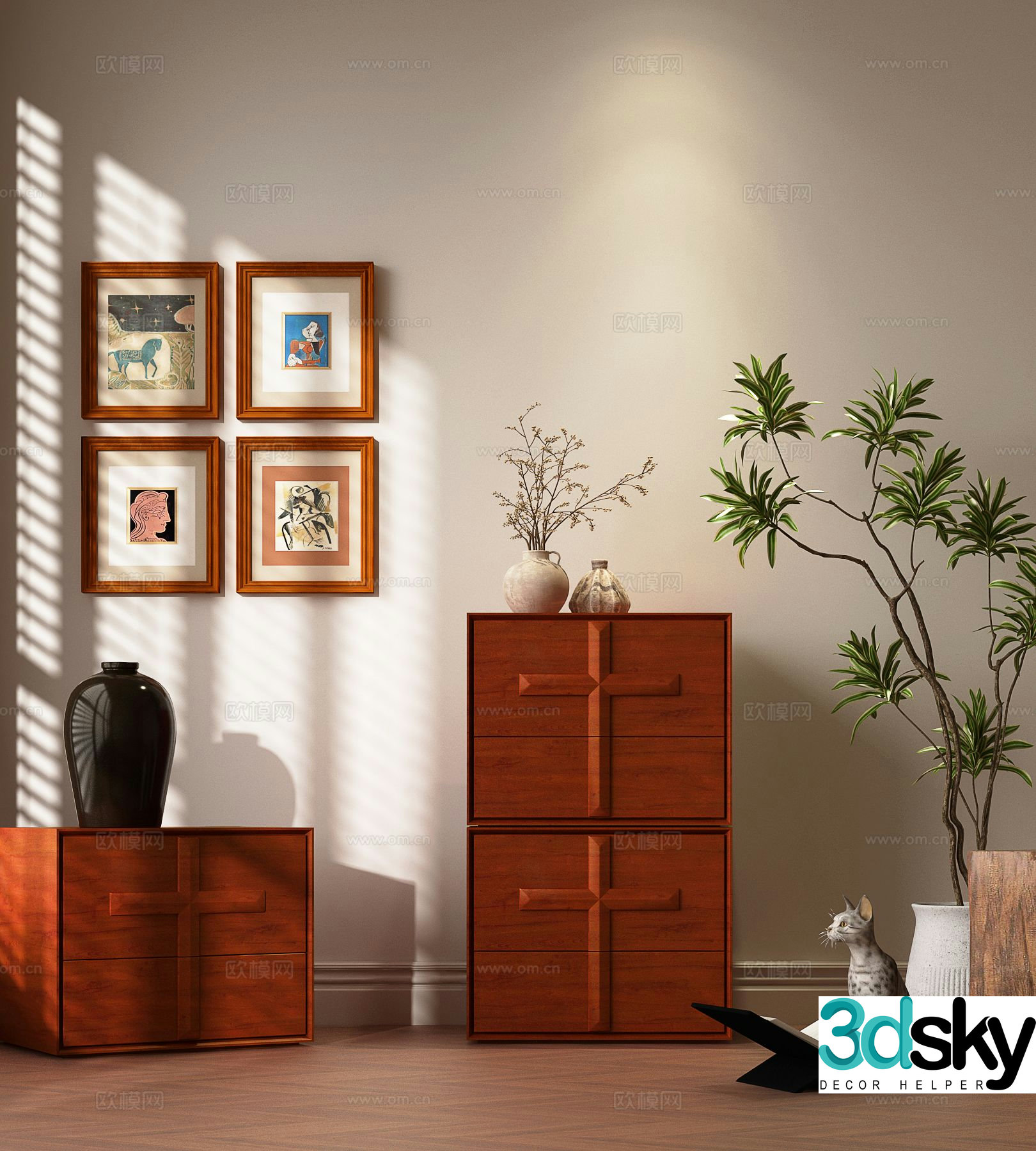 Medieval style bedside table 3d model