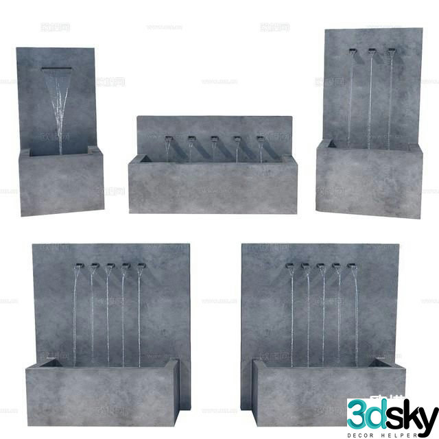 Courtyard water feature wall water feature garden water feature 3d model