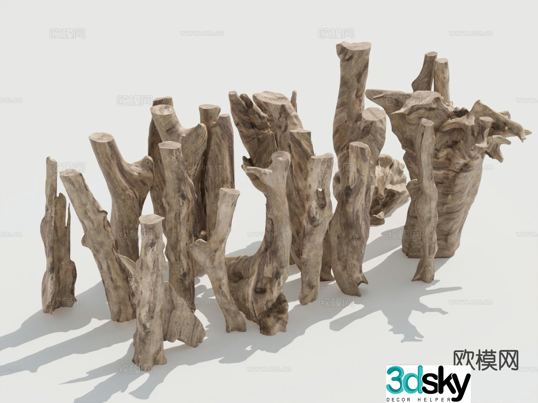 Modern decorative wood firewood 3d model