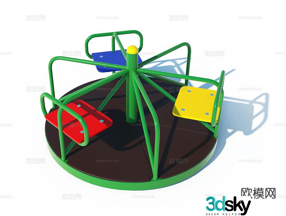 Amusement rides carousel seesaw 3d model
