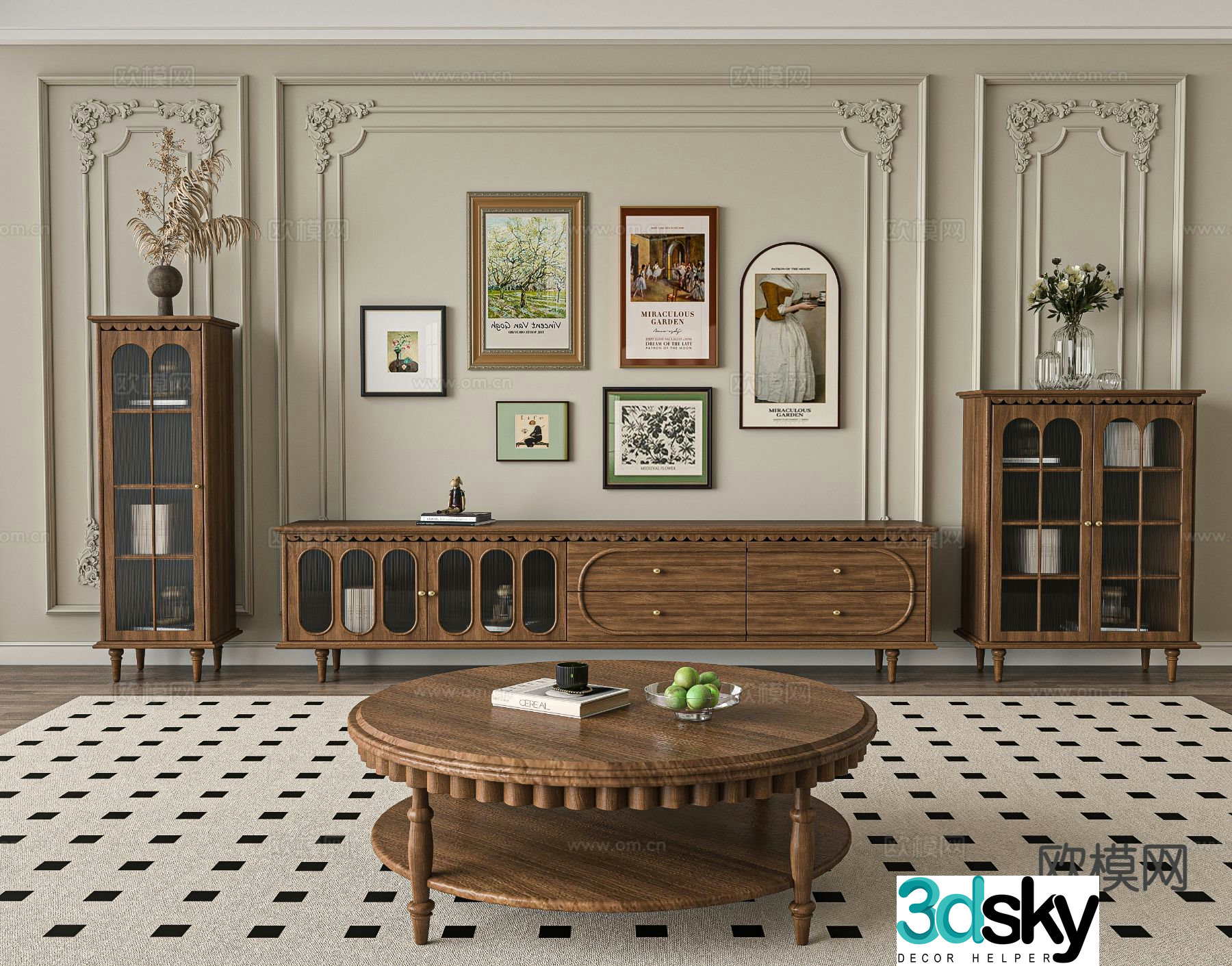 French TV cabinet 3d model
