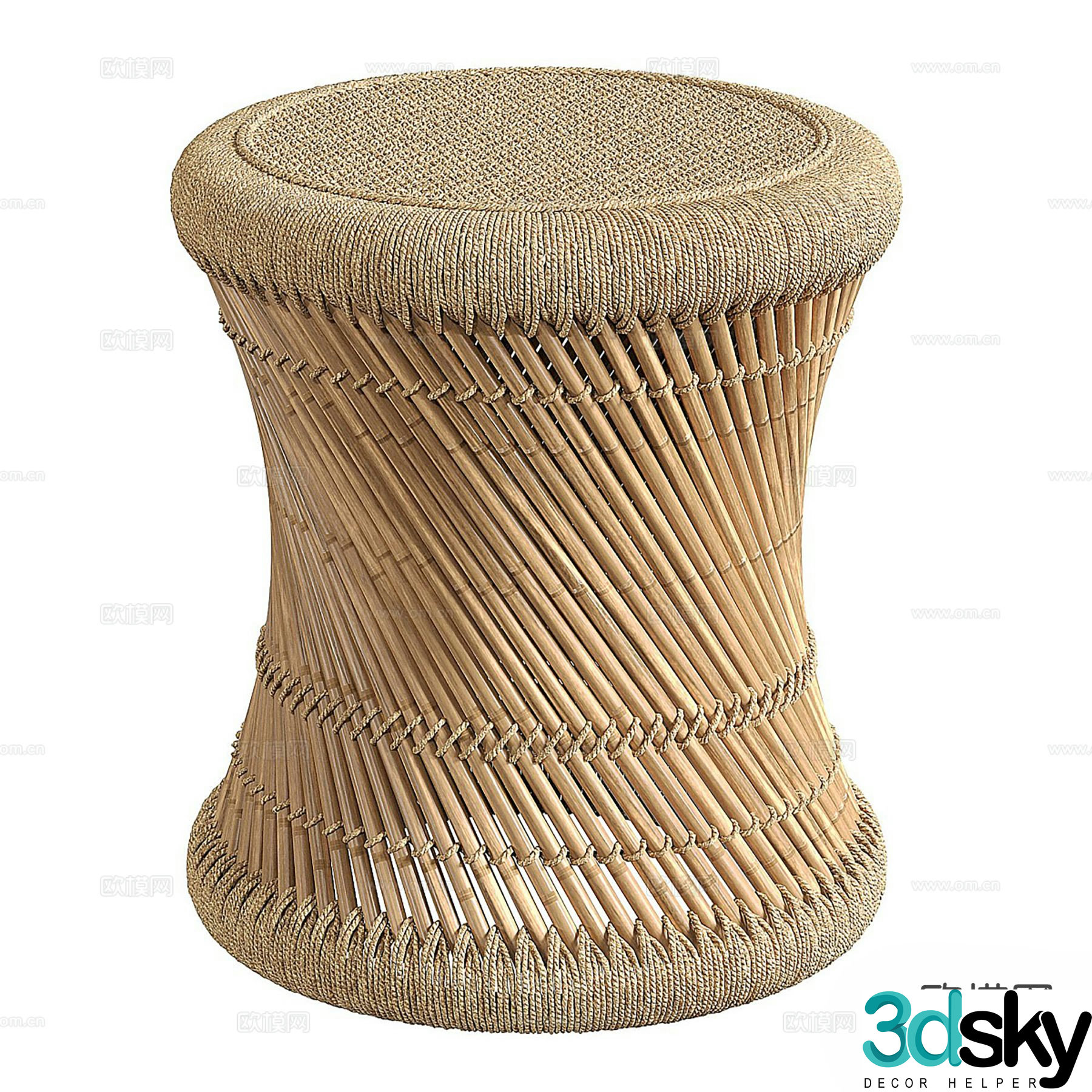 Miriam wabi-sabi style woven stool 3d model