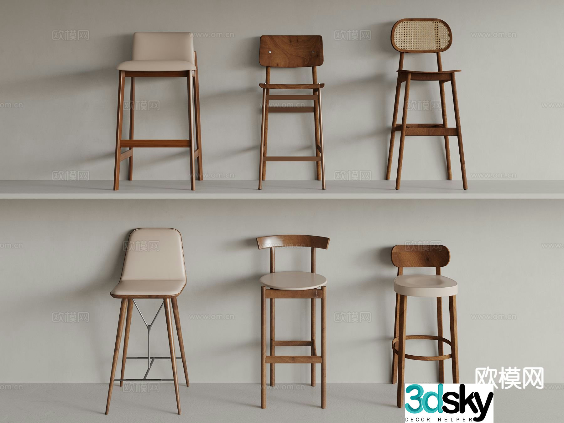 Medieval style bar stool 3d model