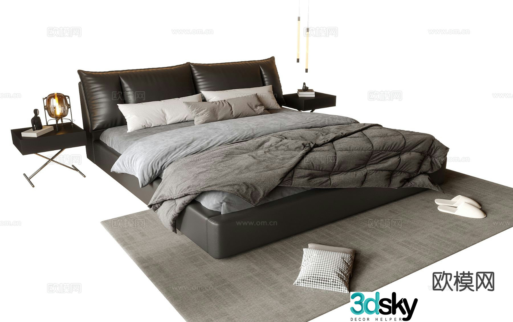 Italian double bed 3d model