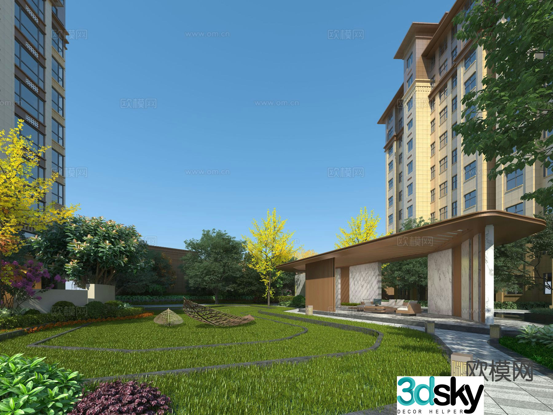 Residential courtyard landscape residential square landscape 3D model