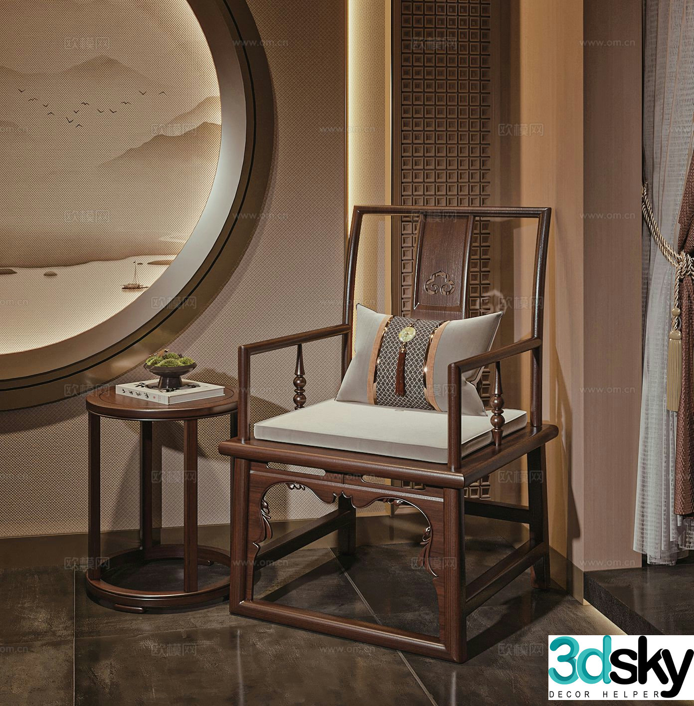 New Chinese style chair armchair 3d model