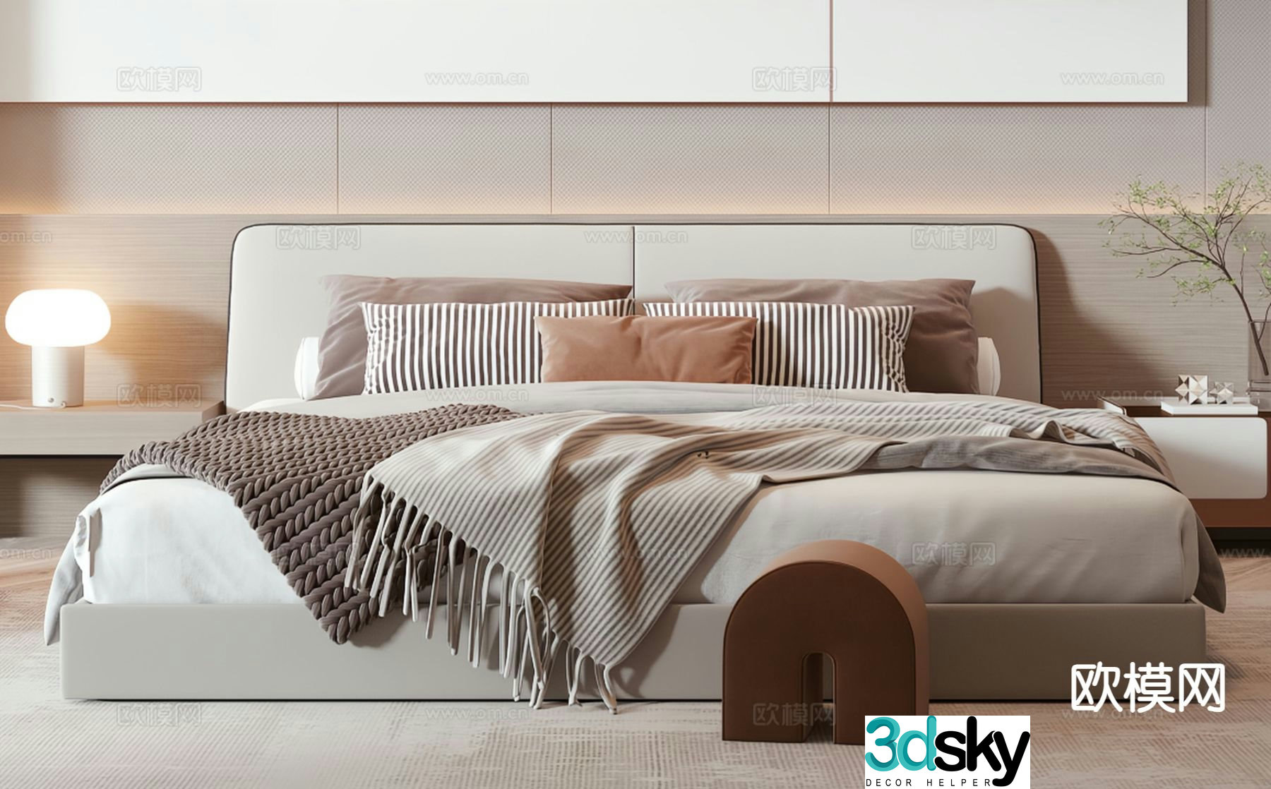 Modern double bed 3d model