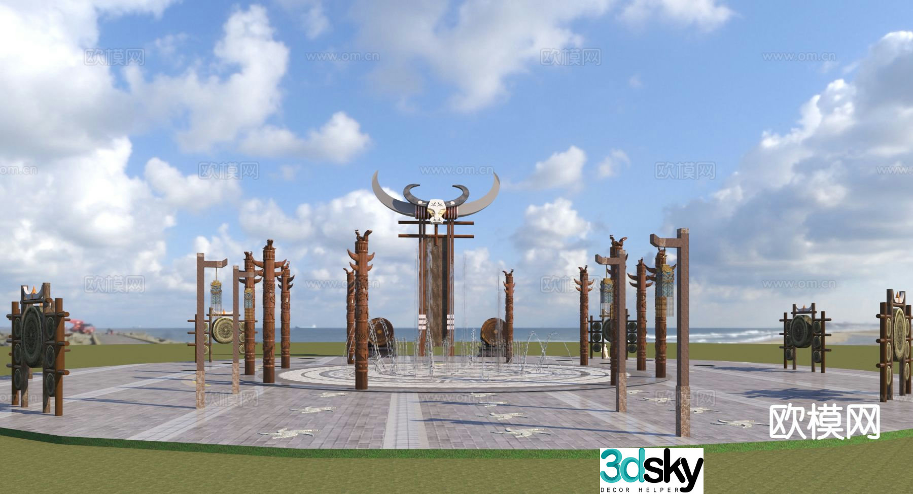 Modern Miao Square 3D model