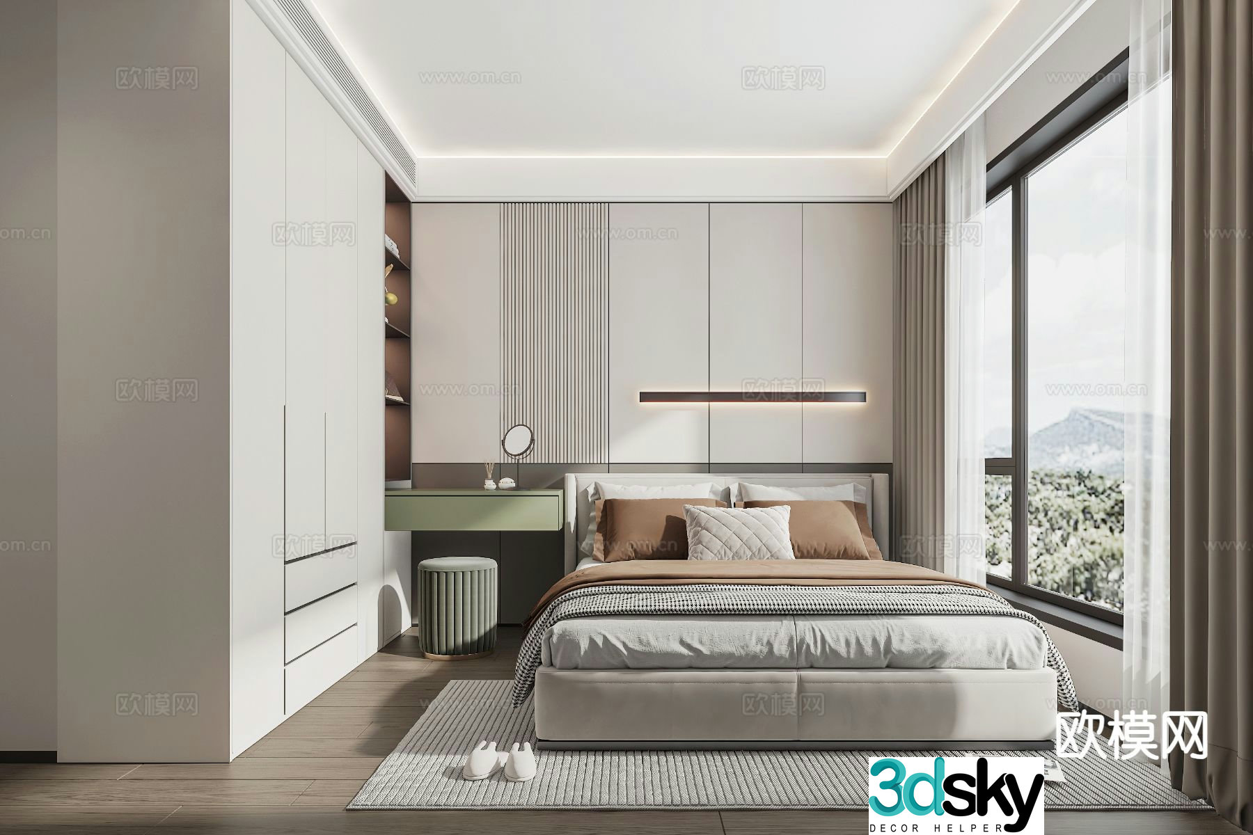 Modern bedroom second bedroom 3d model