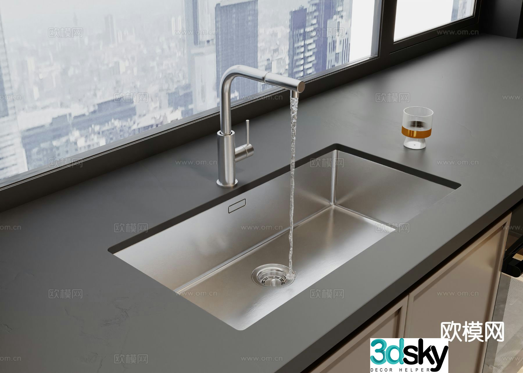 Modern sink Single tank Basin Faucet 3D model
