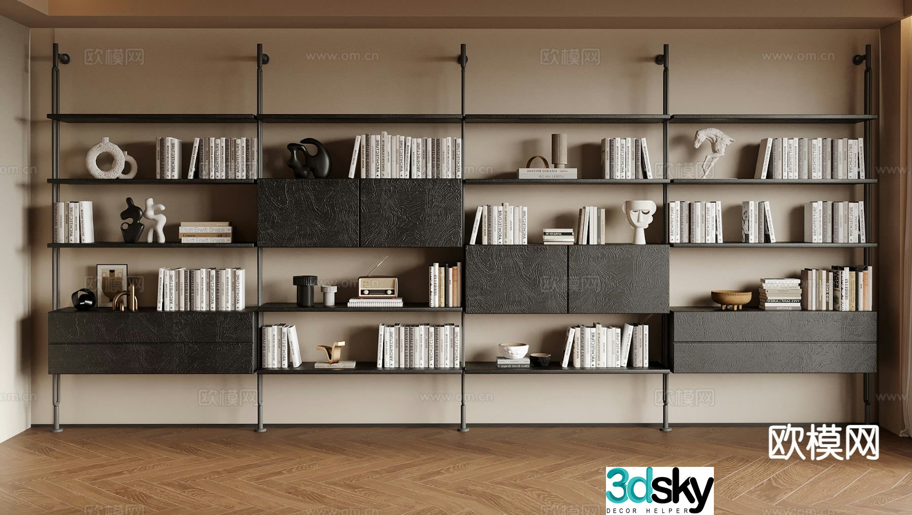 Modern bookcase bookshelf 3d model