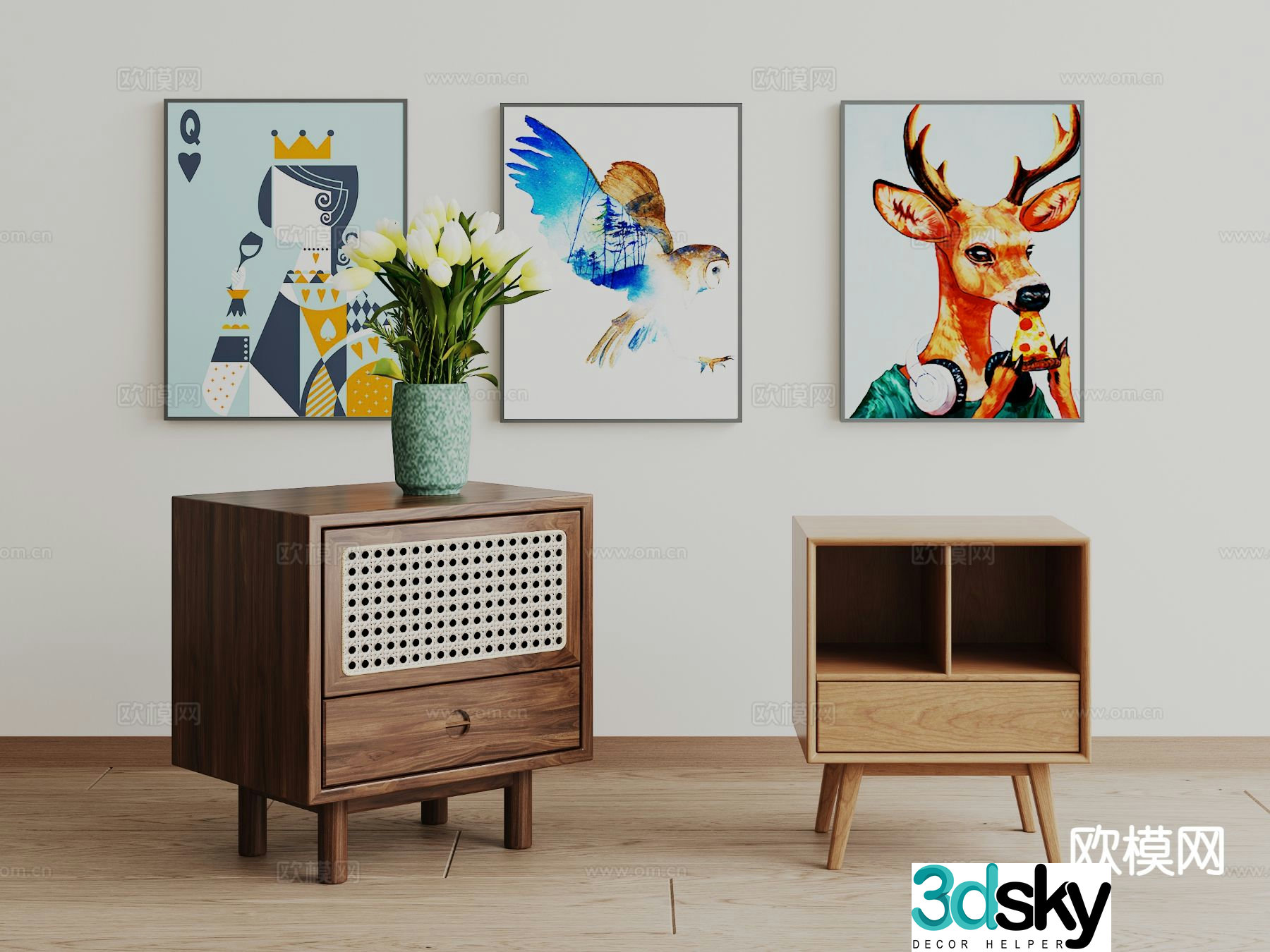 Nordic bedside table 3d model