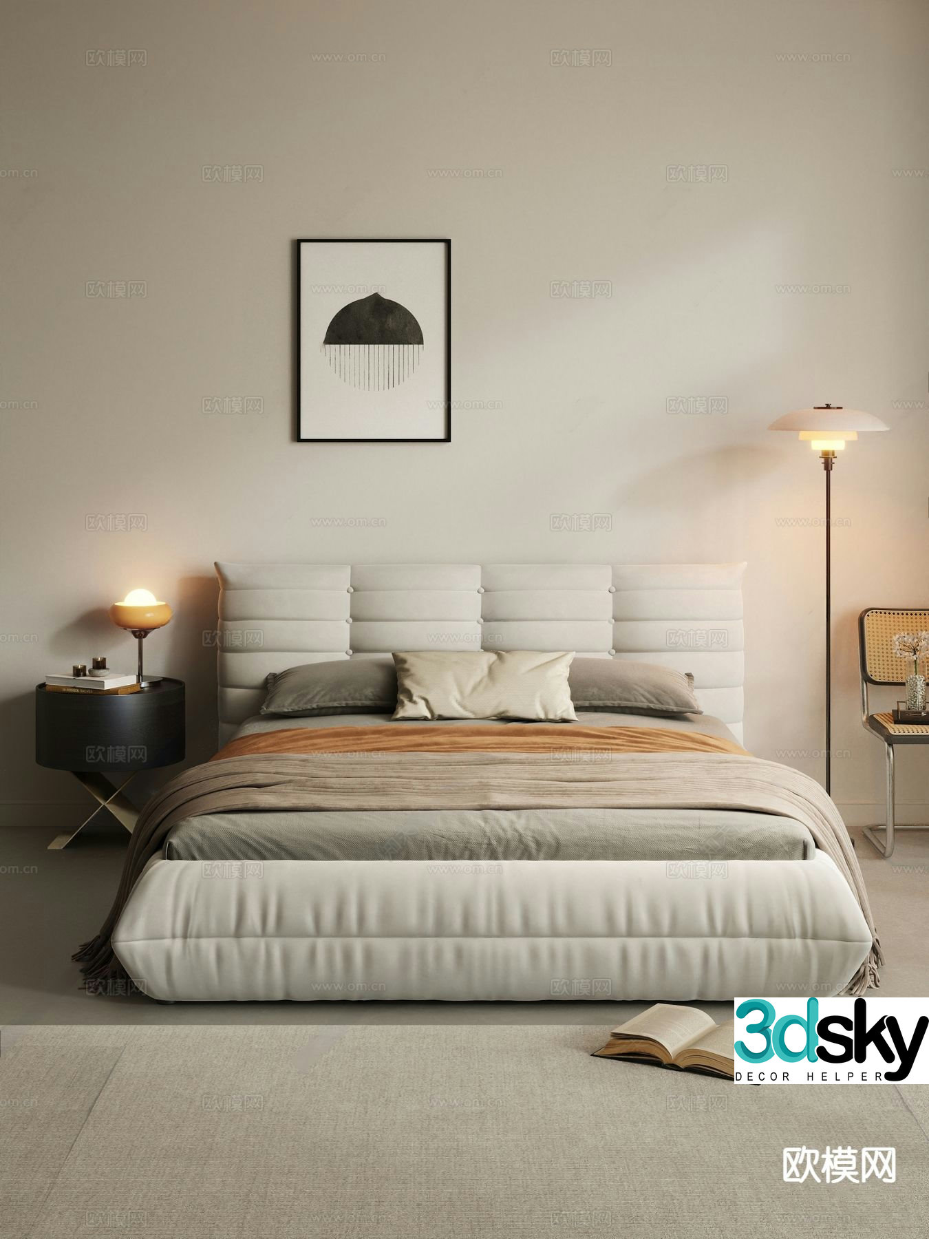 Modern double bed 3d model