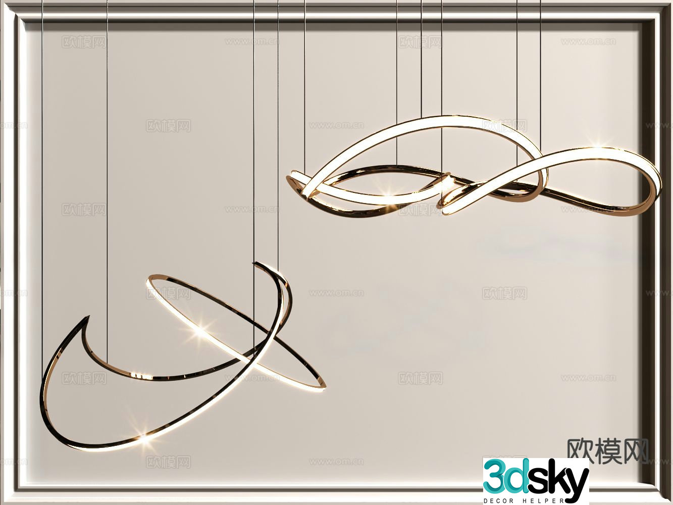 Light luxury chandeliers hall chandeliers 3D model