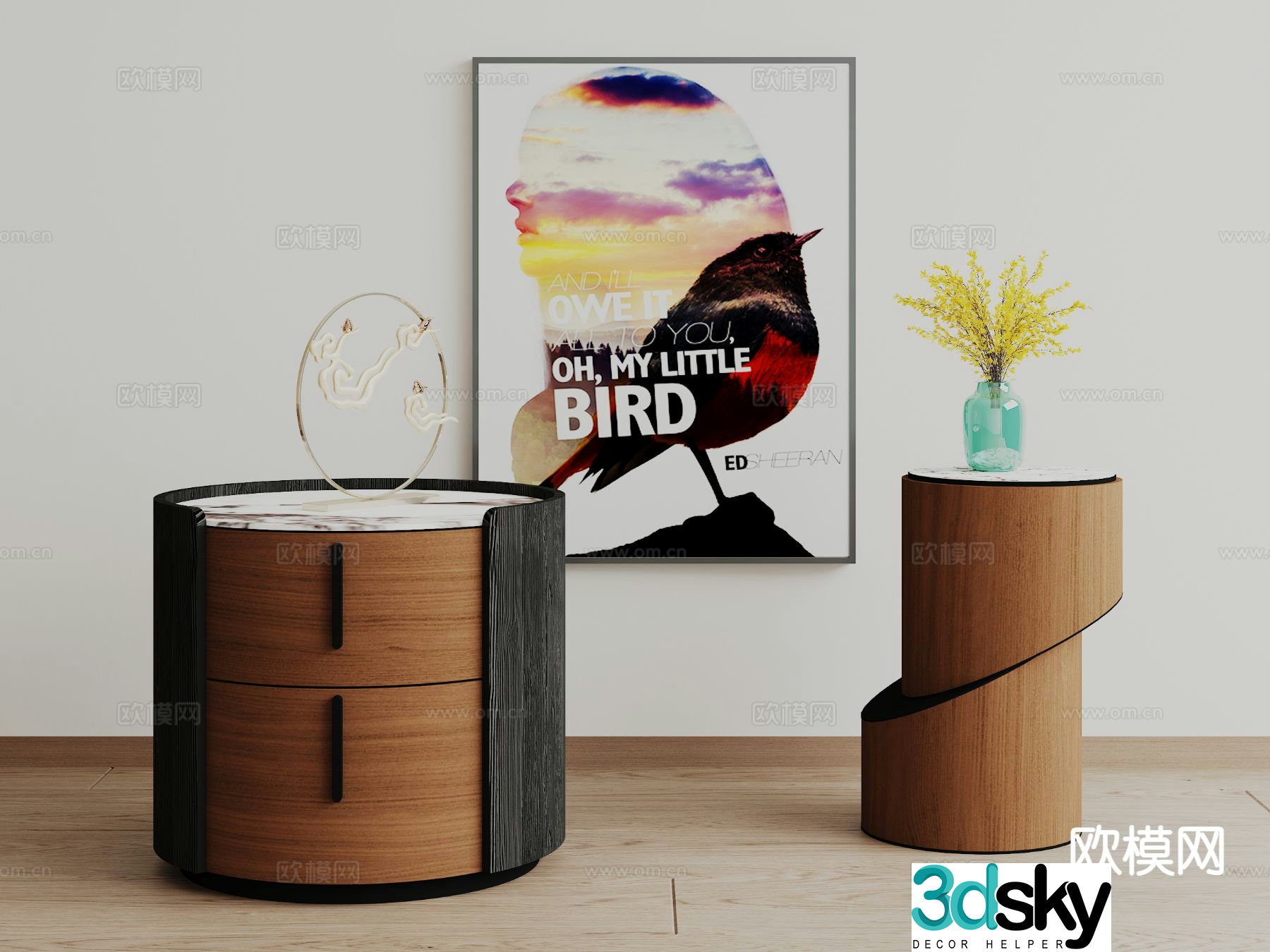Modern bedside table 3d model