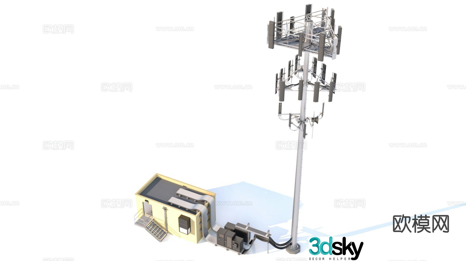Base station electronic tower communication facility 3d model