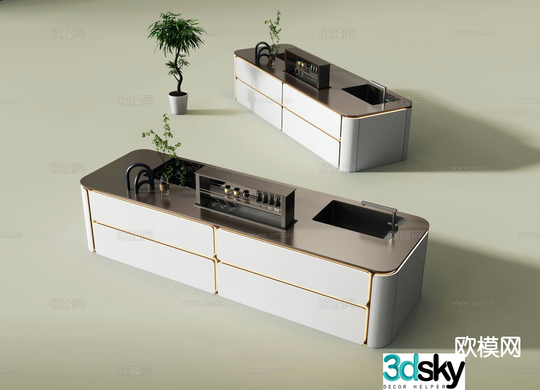 Modern island console 3d model