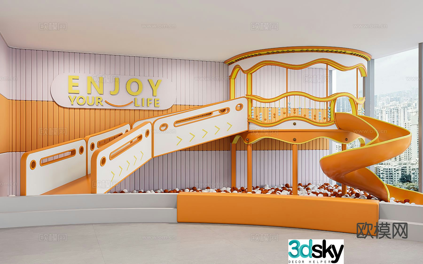 Modern children's playground 3d model