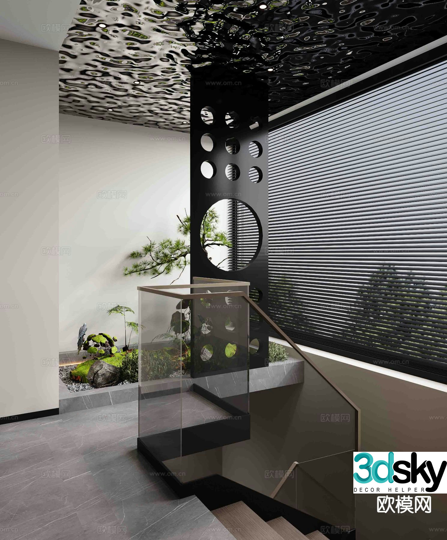 Light luxury style interior landscape 3D model